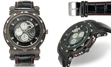 NEW Geneva Platinum 3253 Men's Sizzle Collection Large Red Bling Crystals Watch