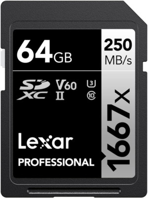 Lexar Professional 1667x SD Card 64GB SDXC UHS-II Memory Card Up To 250MB/s