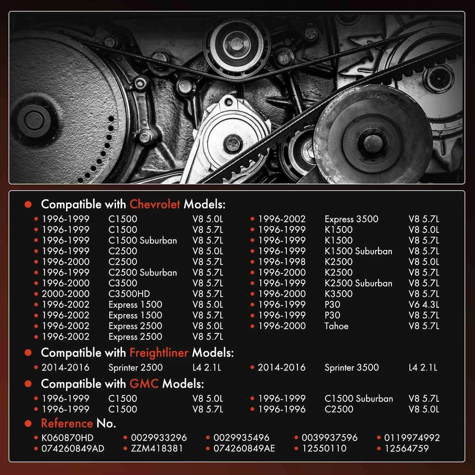 Cinturón serpentino de alta resistencia 87,03" para chasis personalizado GMC Freightliner Workhorse Foto 2 de 4