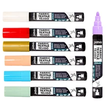 PEBEO 7A Permanent Fabric Paint Marker Pens 4mm Tip, 18 OPAQUE Colours