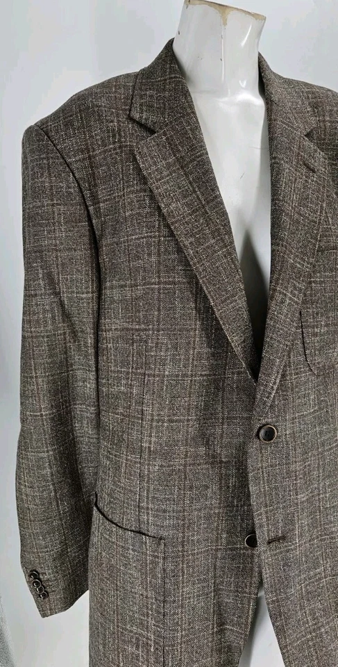 Blazer para hombre Nat Nast grande marrón lana bambú cuadros sin forro Foto 4 de 4