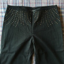 Vintage 90s EXPRESS Black Pants- Gold Metal Stud Embellished- High Waist- 5/6 Sm