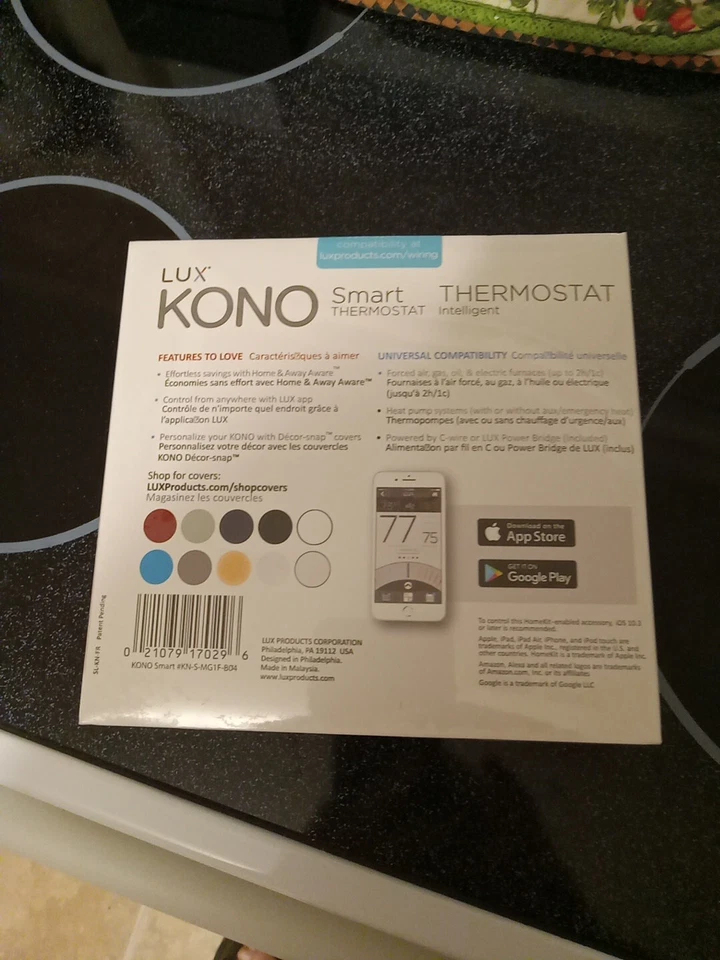 Lux Kono Smart Wi-Fi Thermostat w/Black Stainless Steel Faceplate KN-S-MG1-B04 - Image 3 of 3