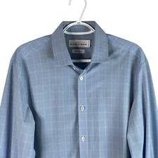 Mizzen+Main Mens MED Leeward Trim Fit Performance Shirt Blue Stretch L/S *read