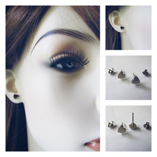 New Titanium Heart Shaped Polished Hypoallergenic Earring Stud Set