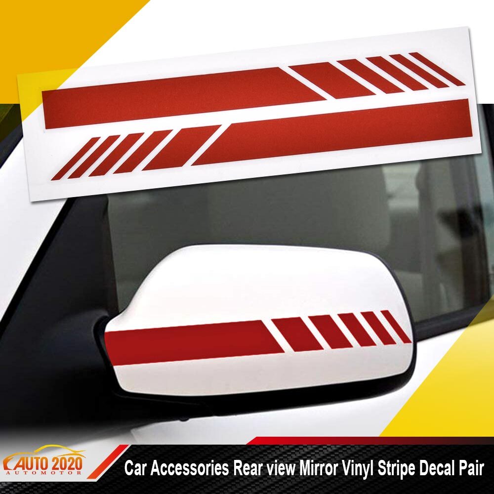 5D Red Rearview Mirror Cover Reflective Waterproof Car Sticker Trim