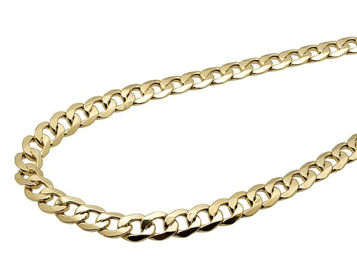 Men's Real 10K Yellow Gold Hollow Curb 