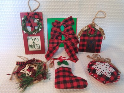 Red Buffalo Check Christmas Ornaments Set Of 6 Ebay