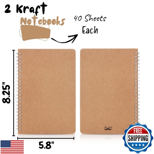 Mr. Pen- Spiral Notebook, A5, Kraft Cover, 2 Pack, 80 Pages, Sketch Book, Dra - Bild 2 von 5