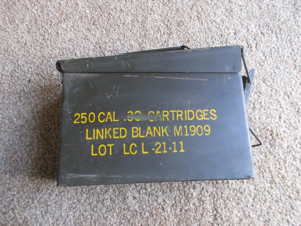 Vintage US Military Metal Ammo Box for 250 Cal .30 Cartridges