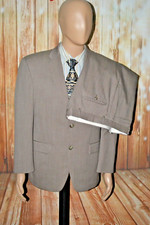 Jones New York Men Tan Wool 2 Front Button Suit Sz 40SH Wst 34x28