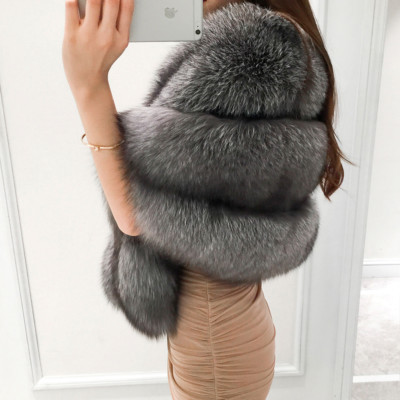 Frauen voller Pelz echten Fuchs Pelzmantel Cape Jacke Poncho dicken warmen Schal