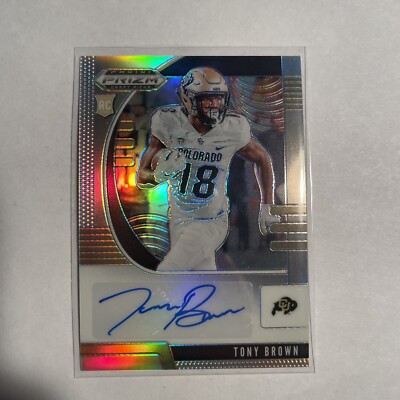Tony Brown 2020 Panini Prizm Draft Picks Silver Prizm Auto Rookie Card 