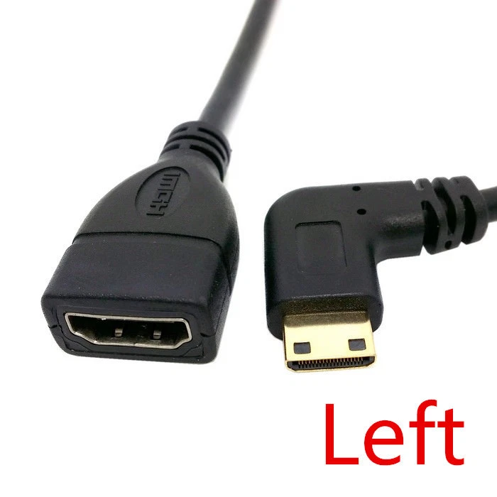 Mini HDTV Left Angle Male to HDTV Female Adapter Cable For Camera DV PC - 0.15m - Image 4 of 4