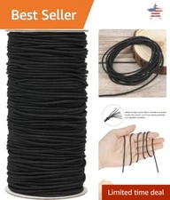 2mm Black Elastic Cord - 328ft Stretchy String for Bracelet & Necklace Making