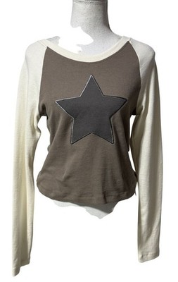 Just Polly Junior's Long Sleeve Graphic Knit Tan Star Large