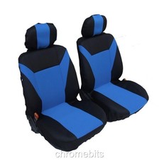 Front Sitzbezüge Blau Schwarz Polyester Für SMART FORFOUR Paar Neu