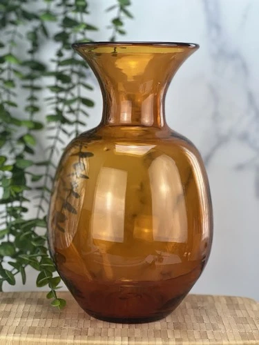 BLENKO Wheat/Honey Vase Hand Blown Glass