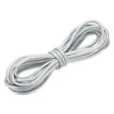Round Leather Cord, 4mm x 5.5 Yards PU Leather String Rope, Silver