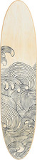 Coastal Decorative Surfboard Wall D&eacute;cor, Wave Design Overlaid on Natural Wood, H