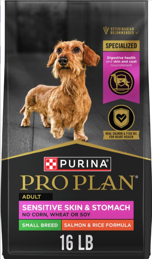 Purina Pro Plan Small Breed Adult Sensitive Skin & Stomach Dry Dog Food, 16-lb