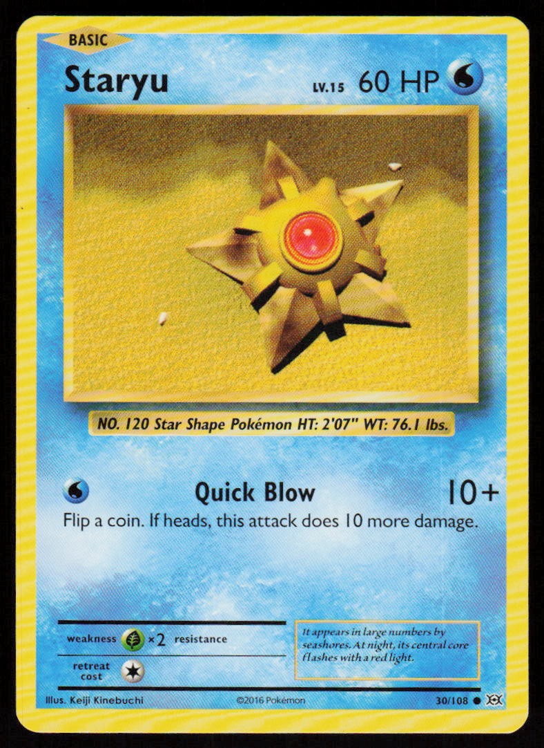 Staryu 30/108 Common Evolutions Pokemon Lightly Played