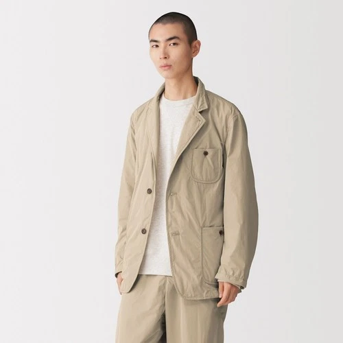MUJI Labo Mens Water Resistant Polyester Taffeta Jacket Beige XS-L - product listing photo