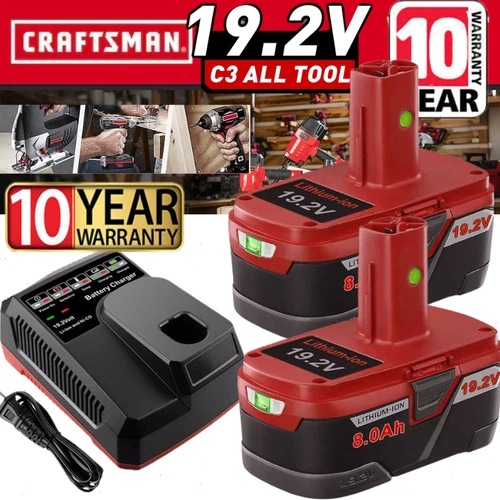 2pack 19.2Volt 8.0Ah For Craftsman C3 DieHard Lithium XCP Battery /Charger 11375