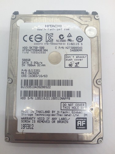 HITACHI *HTS547550A9E384* 500 GB * SATA HDD Notebook 2,5 Zoll #NFP1953