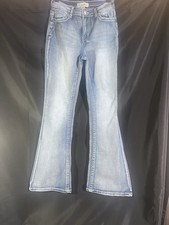 Love SOHO Women’s Jeans Flare Light Wash Pocket Rhinestone Embellished 5