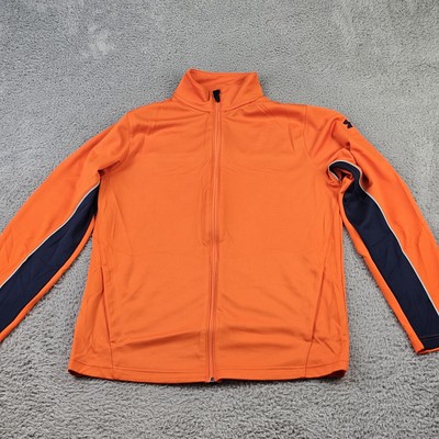 Under Armour Jacket Mens Medium Orange Full Zip Reflex Warm Up Lightweight Track