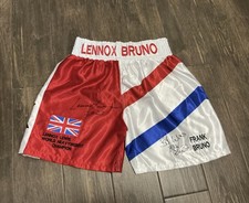Frank Bruno Lennox Lewis Duel Signed Boxing Trunks Legendary Champions