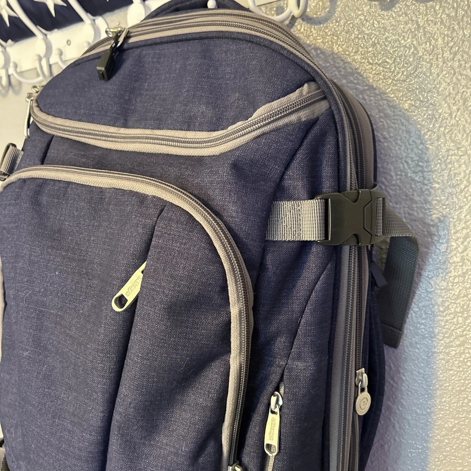Mochila de viaje Ebags Mother Lode azul expandible tamaño completo para computadora portátil de 19" con cremallera Foto 3 de 4