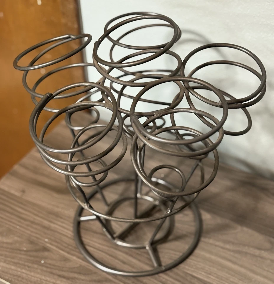 Estante de vino espiral de hierro forjado encimera de metal atómico 6 botellas MCM estilo vintage Foto 2 de 3