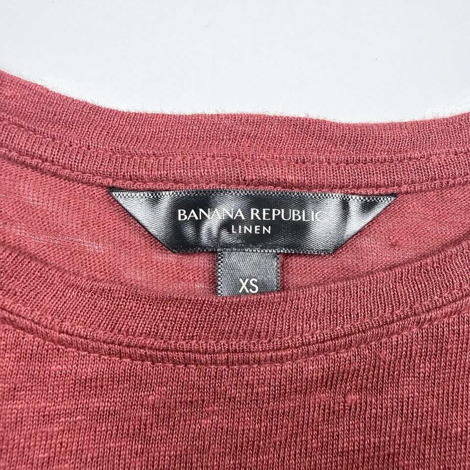 Camiseta informal ligera de manga corta roja XS de lino Banana Republic para mujer Foto 2 de 4