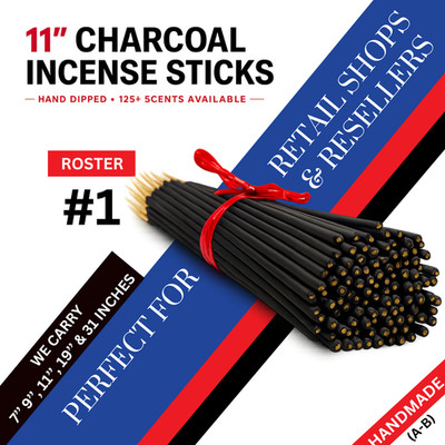 Incense Sticks 11'' Charcoal Hand Dipped Bulk Wholesale Pick Scent Variety A-B