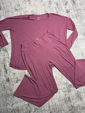 Dagsmejan Nattcool Pajama Set Top Wide Leg Pants Lounge Wear M Mauve Long Sleeve