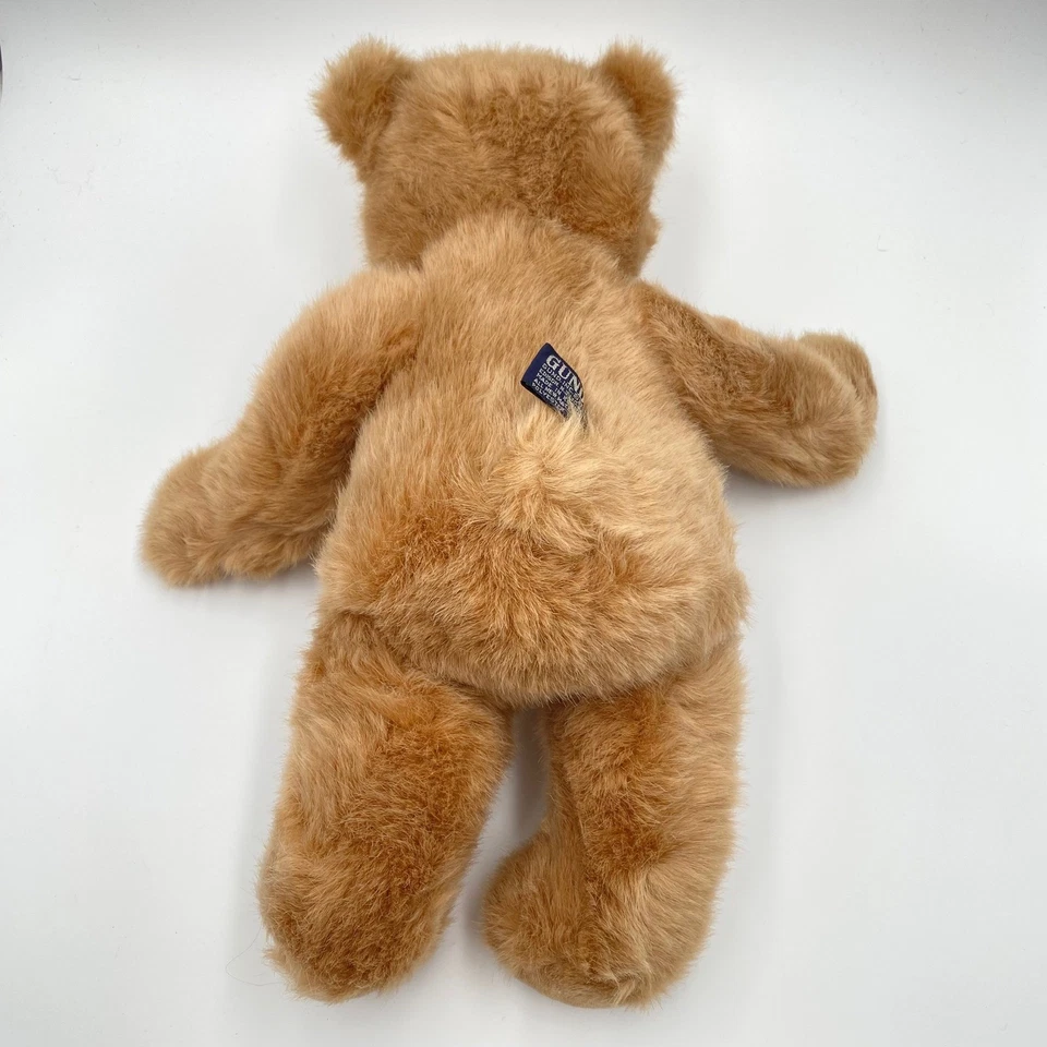 复古 Gund 1986 泰迪熊毛绒 16 英寸麂皮绒心形 HUGGINS 收藏经典 — 第 2/4 张图片