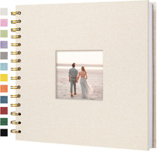 8 X 8 Inch Scrapbook Photo Album Linen Cover, Hardcover Kraft White Pages Memory