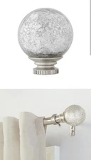 Brushed Nickel Glass Sphere Curtain Rod Finial (Set of 4) Bonus
