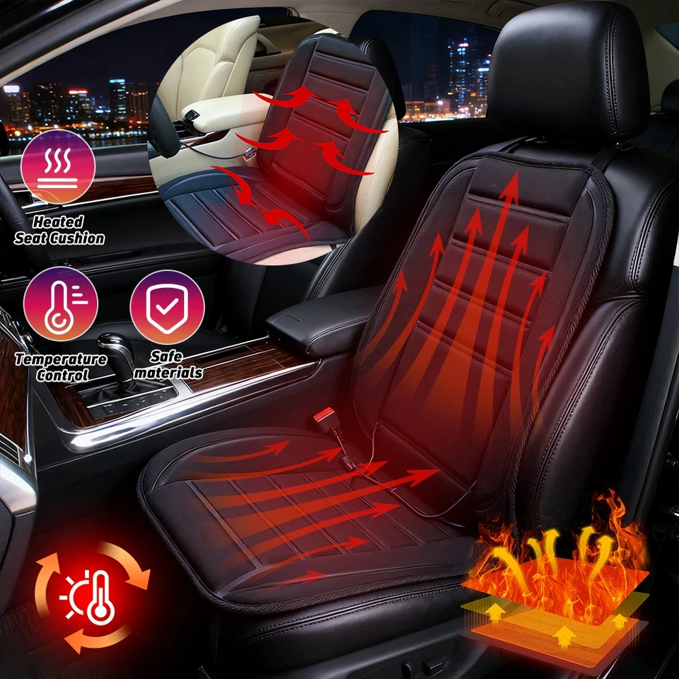 1x Universal 12V Car Seat Cover Heating Pad Cushion Cover Black Winter Warmer UK - Image 2 of 4