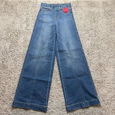 Spanx NWT Seamed Front Wide Leg Jeans Womens XS Vintage Indigo Pull On Comfort