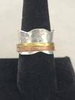 Size 9 Vintage Mixed Metals Sterling Silver 925 Textured Spinner Band Ring