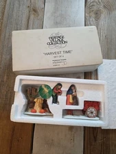 1988 Dept 56 Harvest Time Heritage Village Collection 4 Figurines Pumpkins Wagon