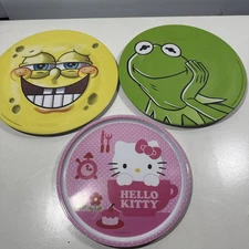 Zak! Designs Children’s Plates Hello Kitty Kermit The Frog SpongeBob Lot of 3