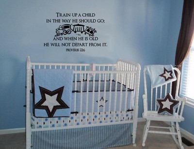 TRAIN UP A CHILD PROVERBS 22:6 VINYL WALL DECAL QUOTE RELIGIOUS NURSERY DECOR