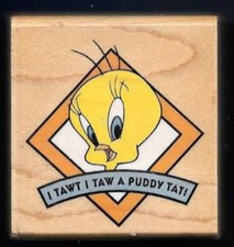 TWEETY BIRD LINE Tawt I Taw A Puddy Tat Looney Tune RUBBER STAMPEDE A719C Stamp