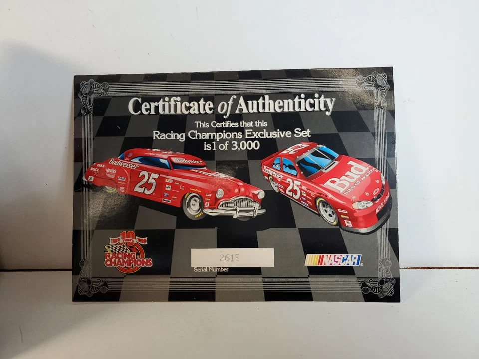 NASCAR~CAMPEONES DE CARRERAS~BUDWEISER~1 de 3.000~SERIE#2615~COA~WALLY DALLENBACH#25 Foto 4 de 4