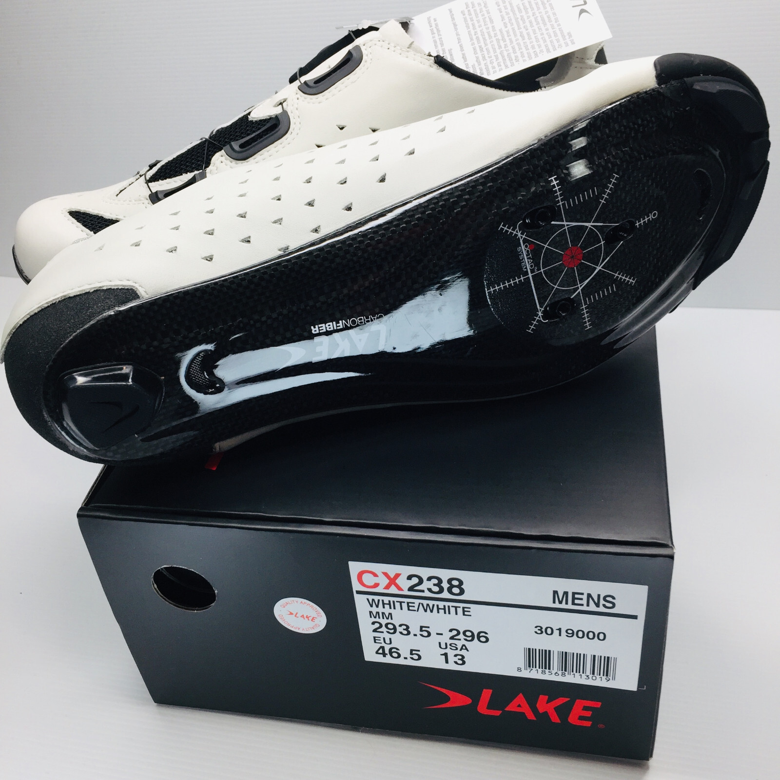 Lake CX238 Cycling Shoes EU 46.5 White Road Cycling Shoe US 13 Carbon