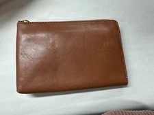 Mark & Graham Commuter Clutch Camel Brown Leather Tech Organizer Travel